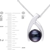 9.5-10.0mm Black Tahitian Cultured Pearl Wishbone Pendant in Sterling Silver