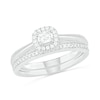 Thumbnail Image 0 of 0.29 CT. T.W. Princess-Cut Diamond Frame Vintage-Style Bridal Set in 10K White Gold