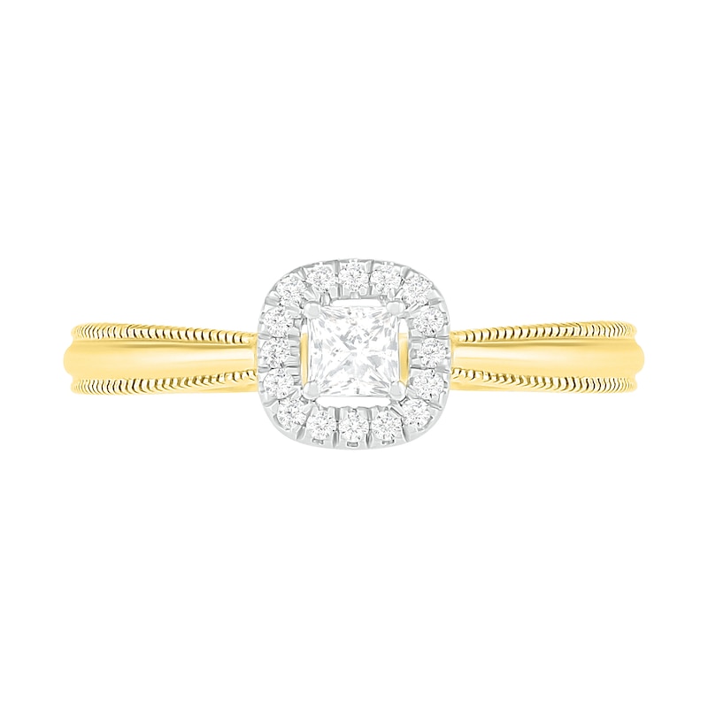 Main Image 5 of 0.29 CT. T.W. Princess-Cut Diamond Frame Vintage-Style Bridal Set in 10K Gold