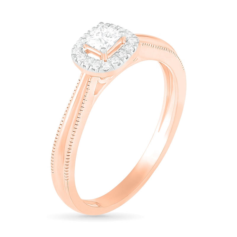0.29 CT. T.W. Princess-Cut Diamond Frame Vintage-Style Bridal Set in 10K Rose Gold|Peoples Jewellers