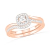 0.29 CT. T.W. Princess-Cut Diamond Frame Bypass Shank Bridal Set in 10K Rose Gold