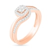 0.29 CT. T.W. Princess-Cut Diamond Frame Bypass Shank Bridal Set in 10K Rose Gold