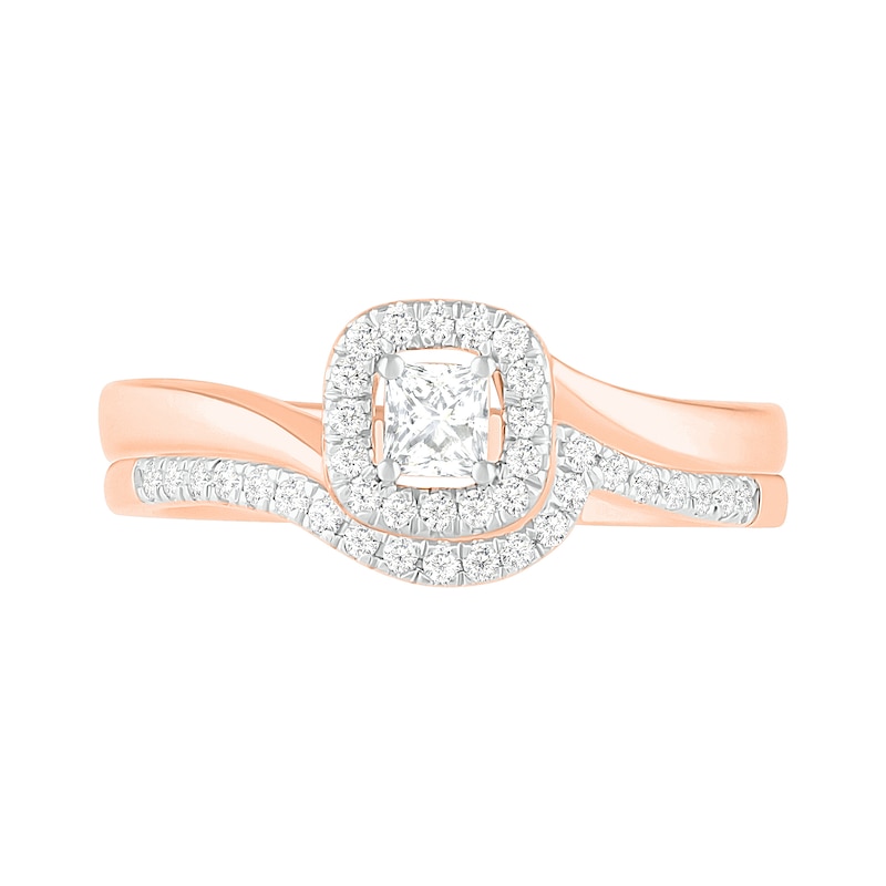 0.29 CT. T.W. Princess-Cut Diamond Frame Bypass Shank Bridal Set in 10K Rose Gold|Peoples Jewellers