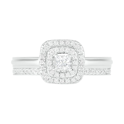 0.37 CT. T.W. Princess-Cut Diamond Double Frame Bridal Set in 10K Gold