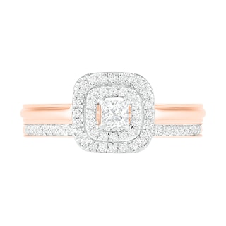 0.37 CT. T.W. Princess-Cut Diamond Double Frame Bridal Set in 10K Rose Gold