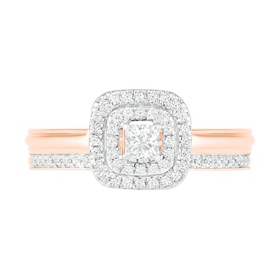 0.37 CT. T.W. Princess-Cut Diamond Double Frame Bridal Set in 10K Rose Gold