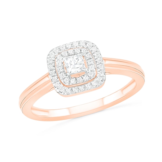 0.37 CT. T.W. Princess-Cut Diamond Double Frame Bridal Set in 10K Rose Gold