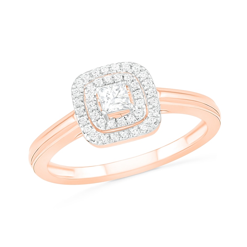 0.37 CT. T.W. Princess-Cut Diamond Double Frame Bridal Set in 10K Rose Gold|Peoples Jewellers