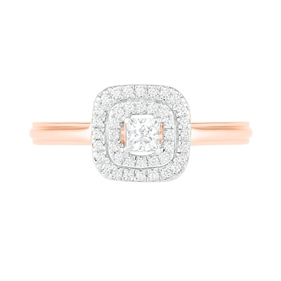 0.37 CT. T.W. Princess-Cut Diamond Double Frame Bridal Set in 10K Rose Gold