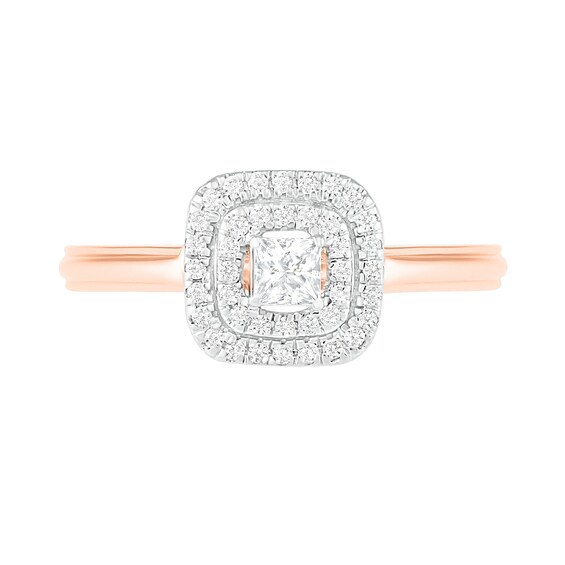 0.37 CT. T.W. Princess-Cut Diamond Double Frame Bridal Set in 10K Rose Gold