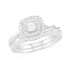 Thumbnail Image 0 of 0.37 CT. T.W. Princess-Cut Diamond Double Frame Twist Shank Bridal Set in 10K White Gold