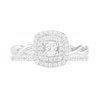 Thumbnail Image 2 of 0.37 CT. T.W. Princess-Cut Diamond Double Frame Twist Shank Bridal Set in 10K White Gold