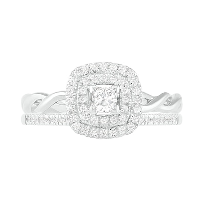 0.37 CT. T.W. Princess-Cut Diamond Double Frame Twist Shank Bridal Set in 10K Gold