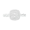 Thumbnail Image 4 of 0.37 CT. T.W. Princess-Cut Diamond Double Frame Twist Shank Bridal Set in 10K White Gold