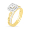 Thumbnail Image 2 of 0.37 CT. T.W. Princess-Cut Diamond Double Frame Twist Shank Bridal Set in 10K Gold