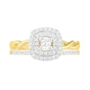 Thumbnail Image 3 of 0.37 CT. T.W. Princess-Cut Diamond Double Frame Twist Shank Bridal Set in 10K Gold