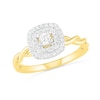 Thumbnail Image 4 of 0.37 CT. T.W. Princess-Cut Diamond Double Frame Twist Shank Bridal Set in 10K Gold