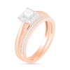 0.29 CT. T.W. Princess-Cut Diamond Frame Vintage-Style Bridal Set in 10K Rose Gold