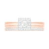 0.29 CT. T.W. Princess-Cut Diamond Frame Vintage-Style Bridal Set in 10K Rose Gold