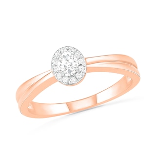 0.29 CT. T.W. Oval Diamond Frame Bridal Set in 10K Rose Gold