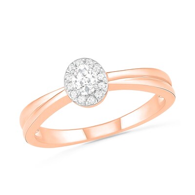 0.29 CT. T.W. Oval Diamond Frame Bridal Set in 10K Rose Gold