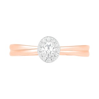 0.29 CT. T.W. Oval Diamond Frame Bridal Set in 10K Rose Gold