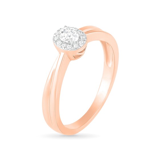 0.29 CT. T.W. Oval Diamond Frame Bridal Set in 10K Rose Gold