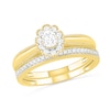 Thumbnail Image 1 of 0.29 CT. T.W. Oval Diamond Scallop Frame Vintage-Style Bridal Set in 10K Gold