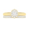 Thumbnail Image 3 of 0.29 CT. T.W. Oval Diamond Scallop Frame Vintage-Style Bridal Set in 10K Gold