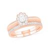 Thumbnail Image 0 of 0.29 CT. T.W. Oval Diamond Scallop Frame Vintage-Style Bridal Set in 10K Rose Gold