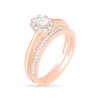 Thumbnail Image 1 of 0.29 CT. T.W. Oval Diamond Scallop Frame Vintage-Style Bridal Set in 10K Rose Gold