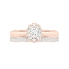 Thumbnail Image 2 of 0.29 CT. T.W. Oval Diamond Scallop Frame Vintage-Style Bridal Set in 10K Rose Gold