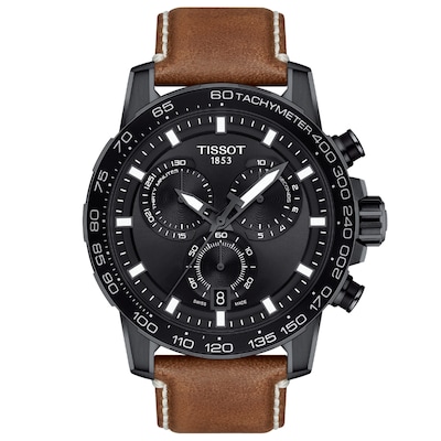 Men's Tissot Supersport Chrono Black PVD Strap Watch with Black Dial (Model: T125.617.36.051.01)