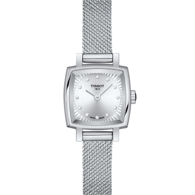 Ladies' Tissot Lovely Diamond Accent Mesh Watch with Square Silver-Tone Dial (Model: T058.109.11.036.00)