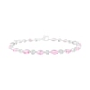 Marquise Lab-Created Pink and White Sapphire Bubble Link Alternating Line Bracelet in Sterling Silver - 7.25"