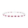 Thumbnail Image 1 of Marquise and Oval Lab-Created Ruby and White Sapphire Link Alternating Line Bracelet in Sterling Silver 7.25"