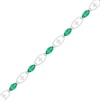 Thumbnail Image 0 of Marquise Lab-Created Emerald and White Sapphire Open Link Alternating Line Bracelet in Sterling Silver - 7.5"