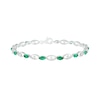 Thumbnail Image 1 of Marquise Lab-Created Emerald and White Sapphire Open Link Alternating Line Bracelet in Sterling Silver - 7.5"
