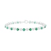 Thumbnail Image 1 of 4.0mm Lab-Created Emerald and White Sapphire Bubble Link Alternating Line Bracelet in Sterling Silver - 7.5"
