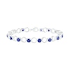 Thumbnail Image 1 of 4.5mm Lab-Created Blue Sapphire and 0.18 CT. T.W. Diamond Open Circle Link Line Bracelet in Sterling Silver - 7.25"