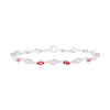 Marquise Lab-Created Ruby White Sapphire Flame Link Alternating Line Bracelet in Sterling Silver - 7.25"