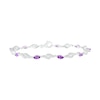 Marquise Amethyst and Lab-Created White Sapphire Flame Link Alternating Line Bracelet in Sterling Silver - 7.25"