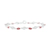 Marquise Garnet and Lab-Created White Sapphire Flame Link Alternating Line Bracelet in Sterling Silver - 7.25"