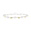 Marquise Citrine and Lab-Created White Sapphire Flame Link Alternating Line Bracelet in Sterling Silver - 7.25"