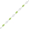 Marquise Peridot and Lab-Created White Sapphire Flame Link Alternating Line Bracelet in Sterling Silver - 7.25"