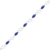Thumbnail Image 0 of Marquise Lab-Created Blue Sapphire and 0.18 CT. T.W. Diamond Cascading Infinity Link Bracelet in Sterling Silver - 7.5"