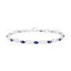 Thumbnail Image 1 of Marquise Lab-Created Blue Sapphire and 0.18 CT. T.W. Diamond Cascading Infinity Link Bracelet in Sterling Silver - 7.5"