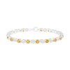 Thumbnail Image 1 of 4.0mm Citrine and Lab-Created White Sapphire Cluster Oval Link Alternating Line Bracelet in Sterling Silver - 7.5"