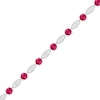 Thumbnail Image 0 of 4.0mm Lab-Created Ruby and 0.14 CT. T.W. Diamond Marquise Link Alternating Line Bracelet in Sterling Silver - 7.5"