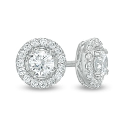 0.75 CT. T.W. Diamond Frame Stud Earrings in 10K White Gold (I/I3)